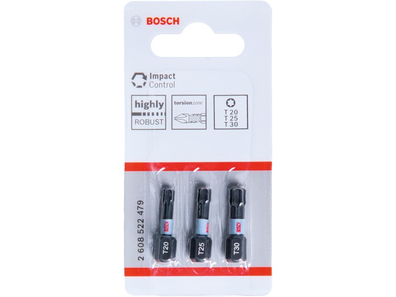 3-delni komplet vijačnih nastavkov Bosch PRO Torx Impact, T20/T25/T30, 25mm, 2608522479